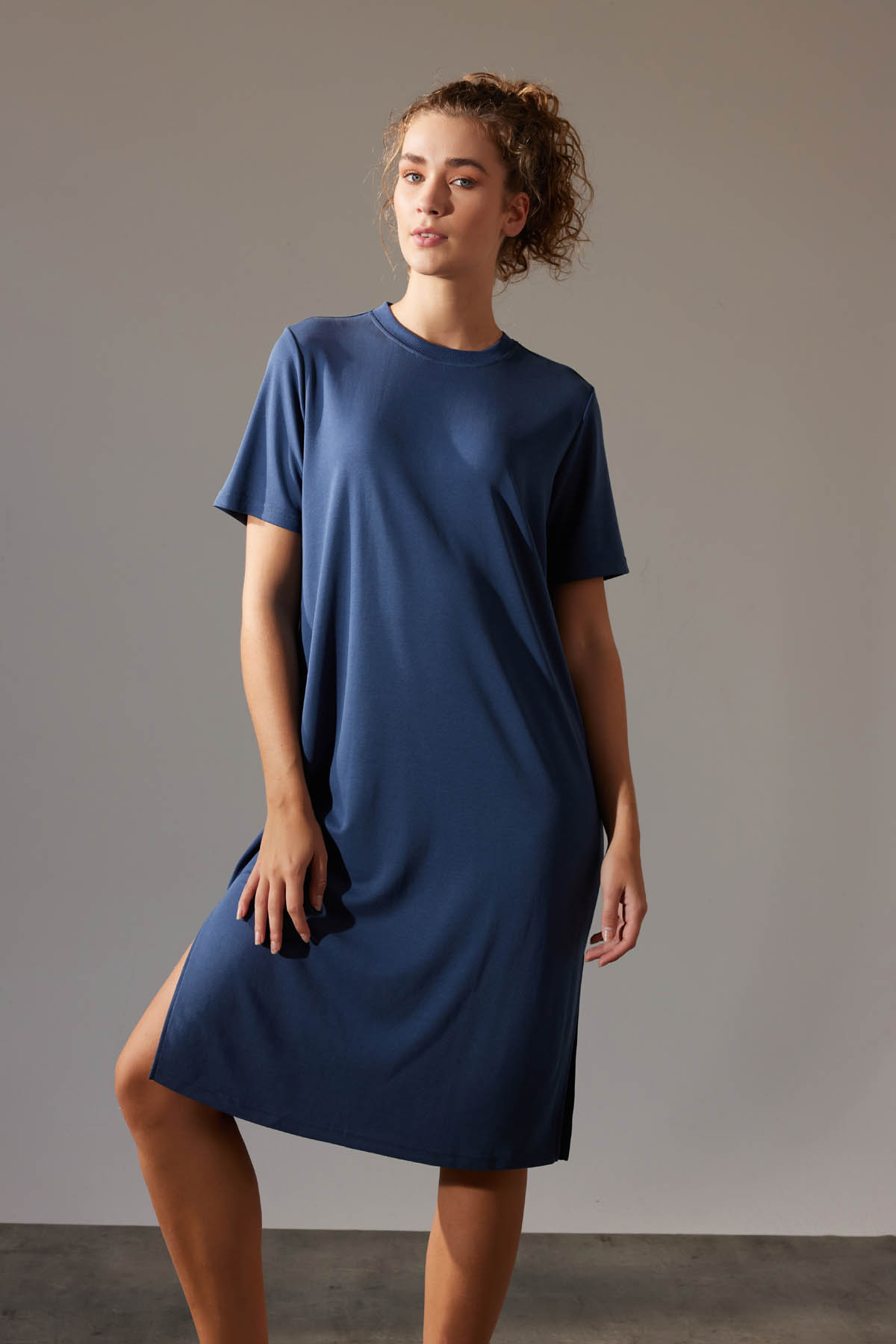 Kadın Cupro Pique Yırtmaç Detaylı Elbise