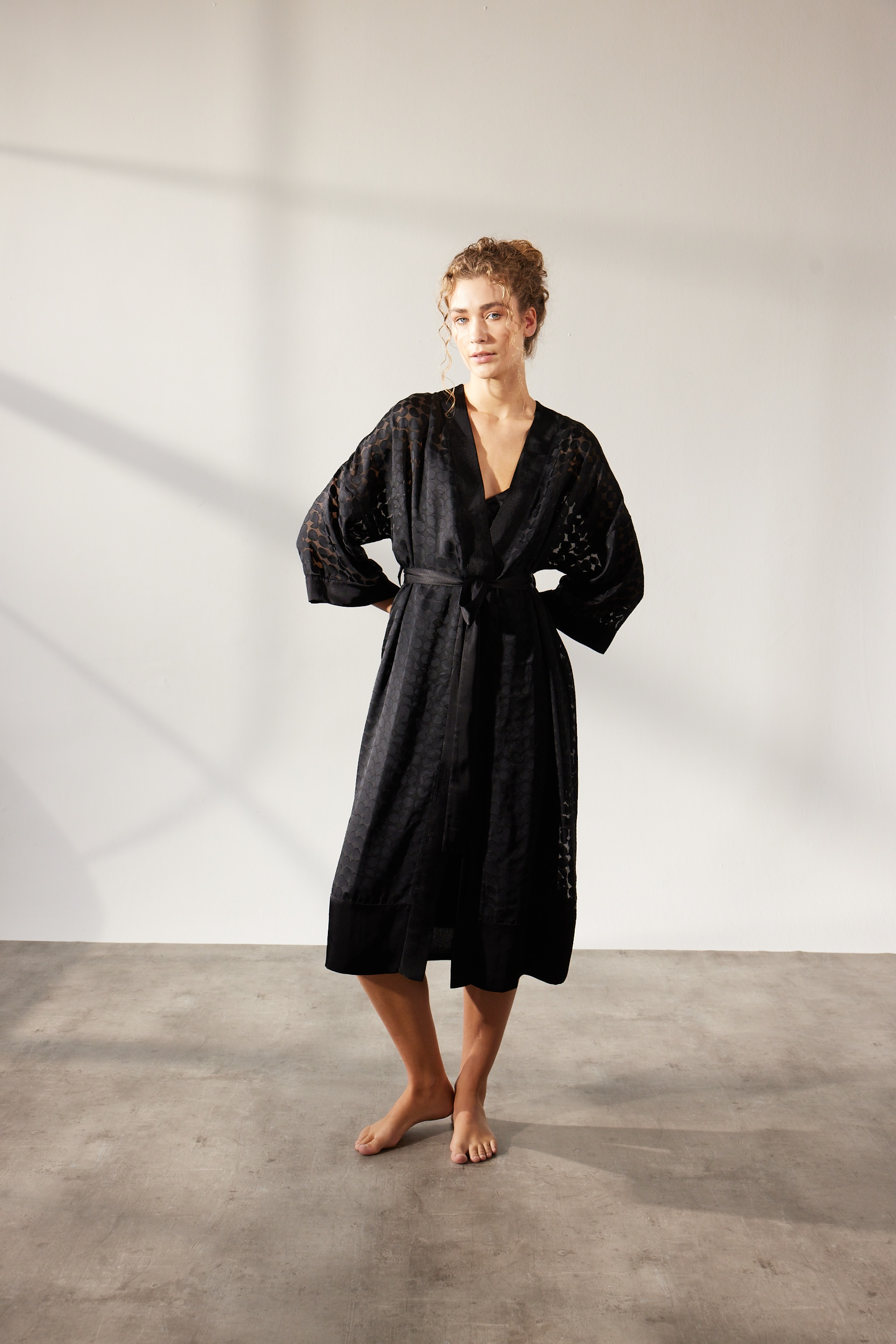 Kadın Vegan Dokuma Transparan Kimono