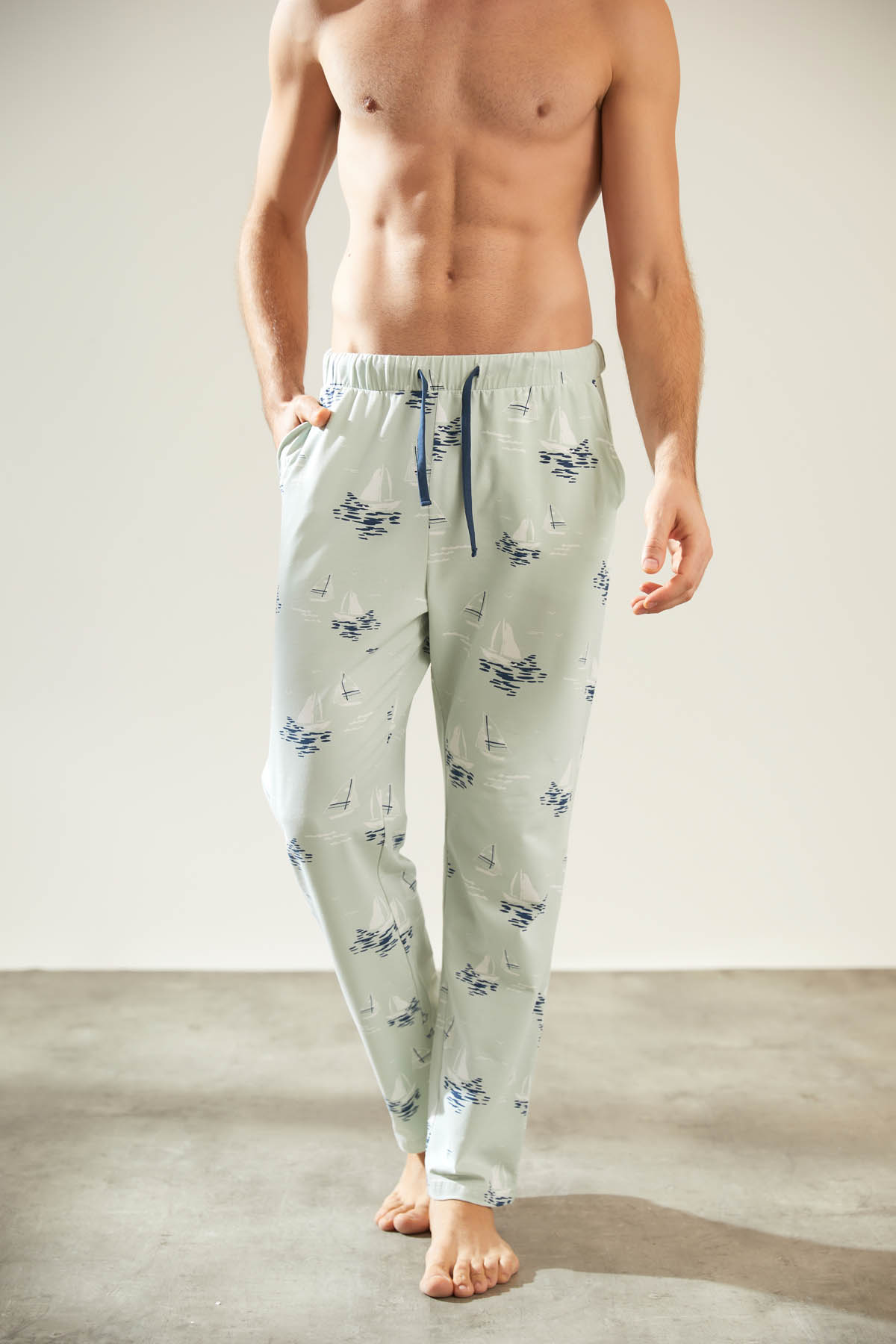 Erkek Pamuklu Uzun Cepli Pijama Altı