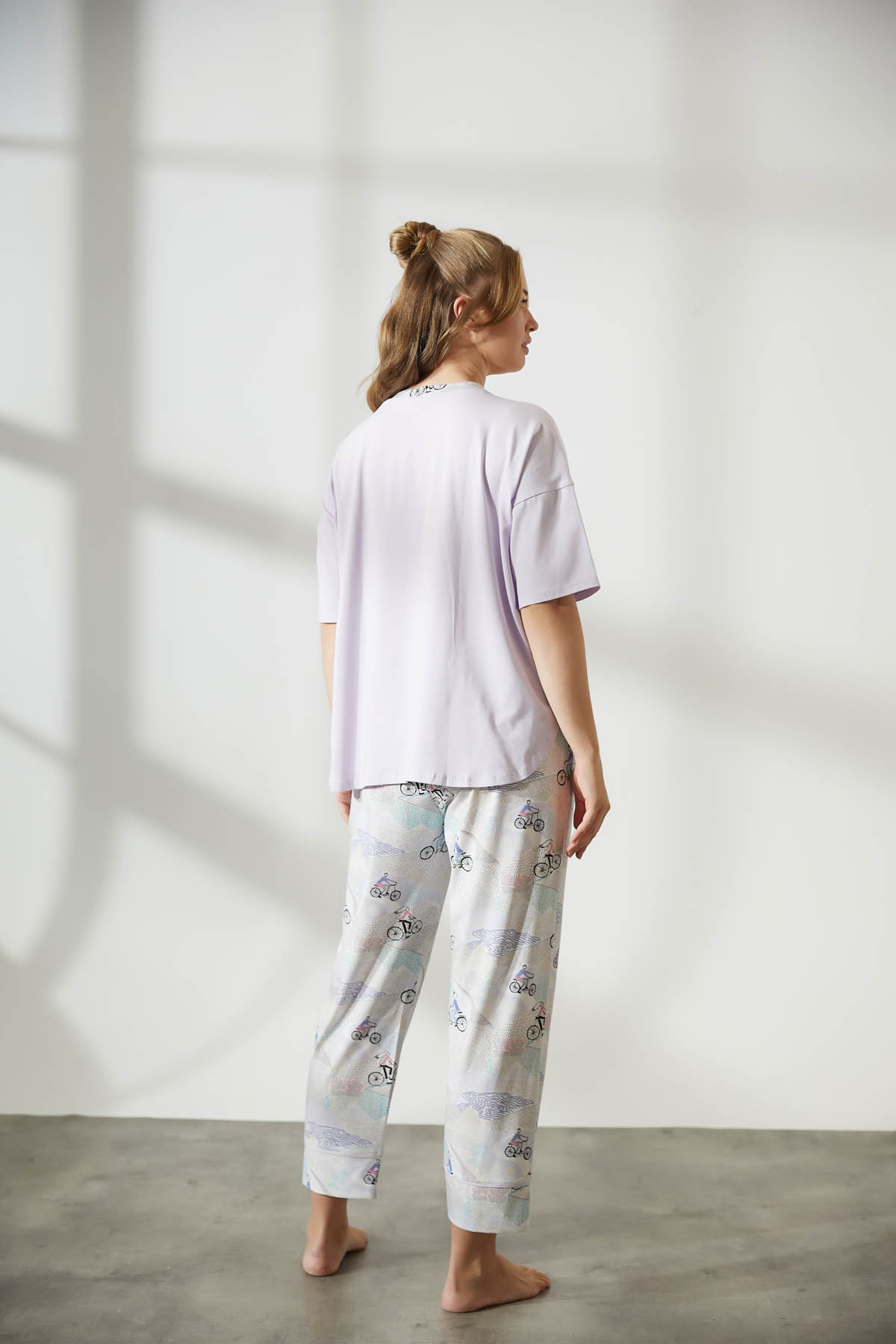 Kadın Plus Size Pamuklu Kısa Kollu Uzun Pijama Takımı