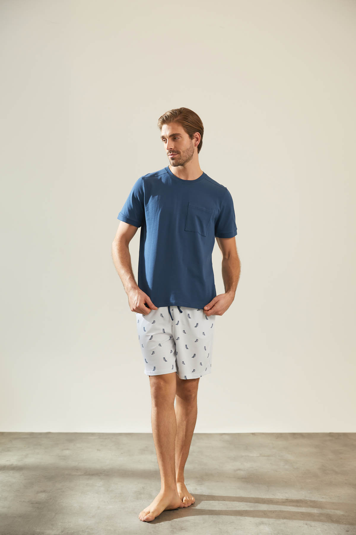 Erkek Pamuklu Şort Cepli Pijama Altı