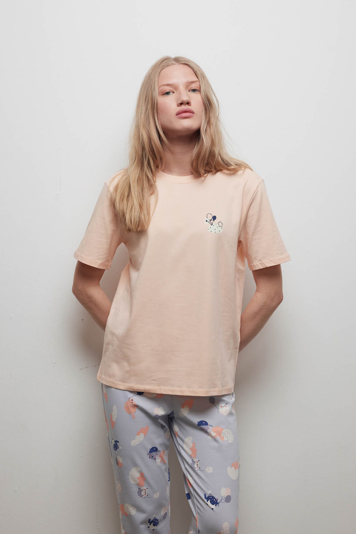 Kadın Pamuklu Kısa Kollu Pijama Üstü