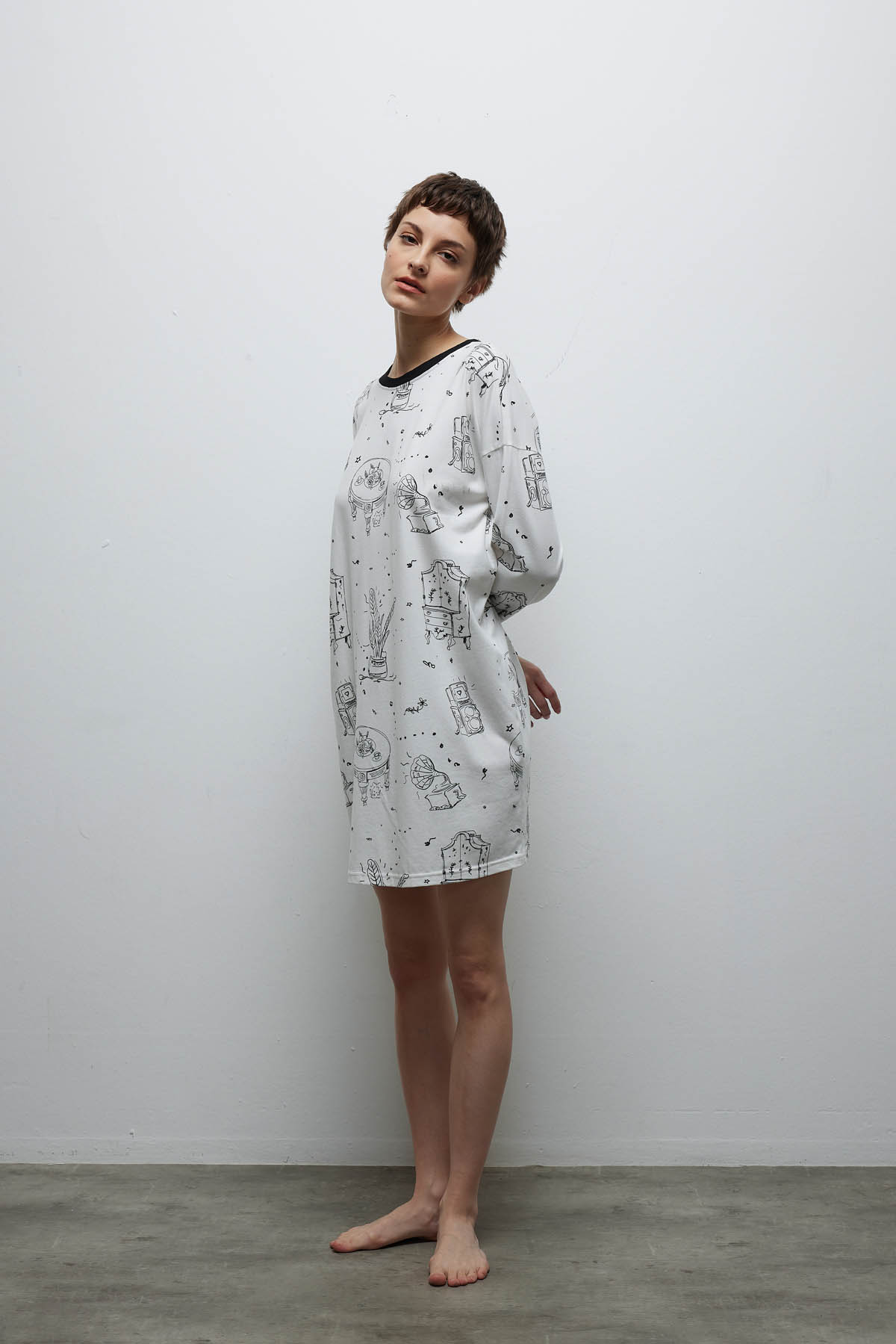 Kadın Pamuklu Uzun Kollu Gecelik