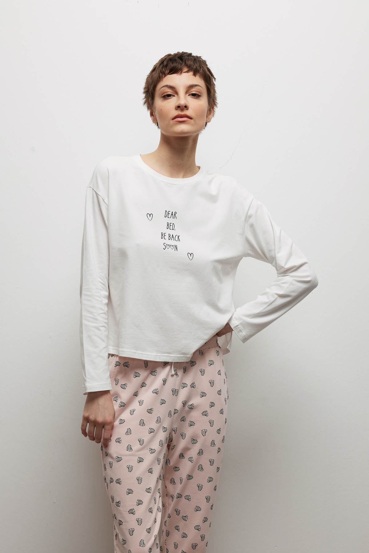 Kadın Pamuklu Uzun Kollu Pijama Üstü