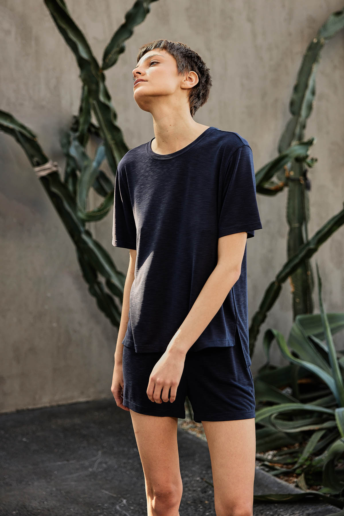 Kadın Flamlı Modal Şortlu Kısa Kollu T-shirt Takım