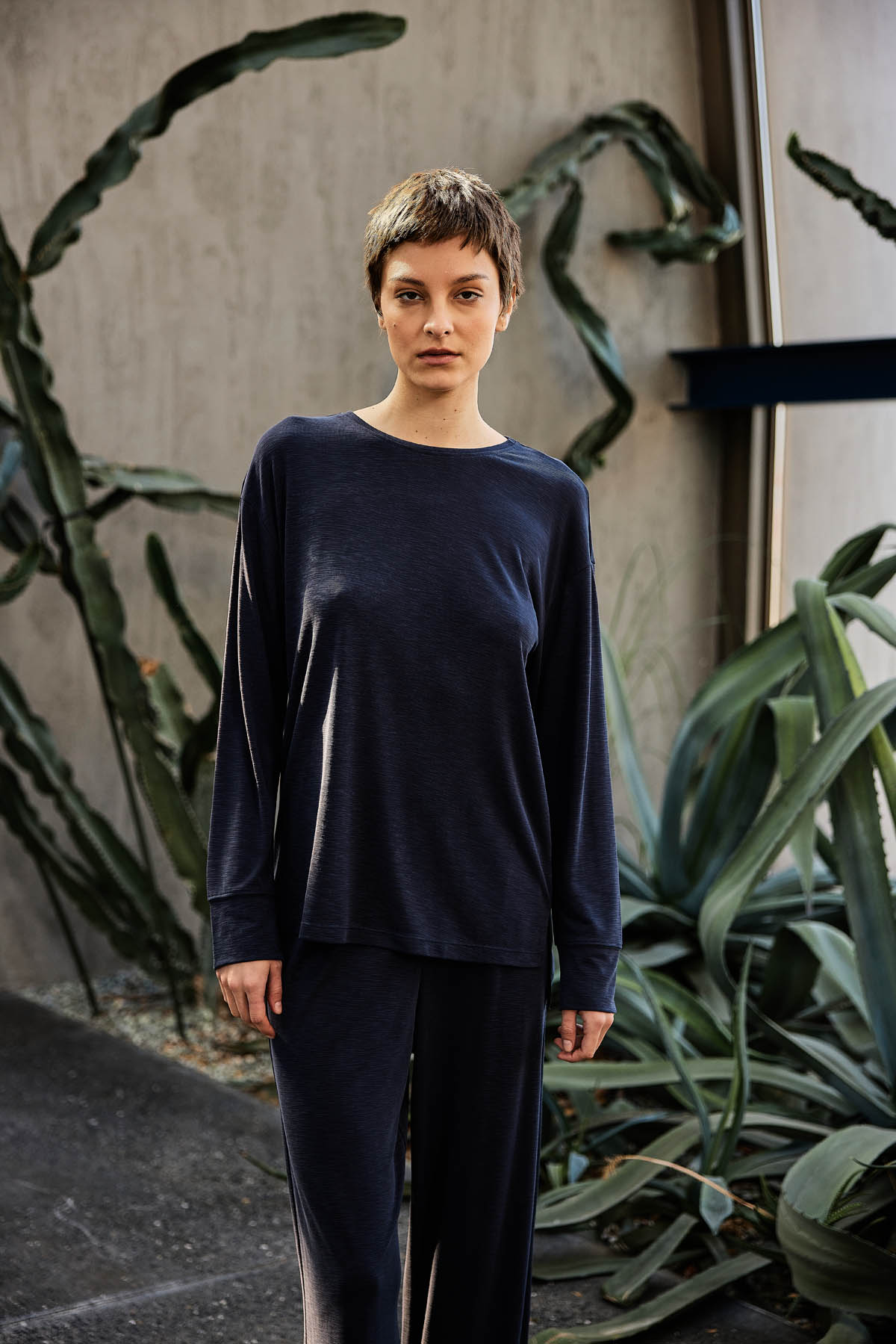 Kadın Flamlı Modal Uzun Kollu T-shirt