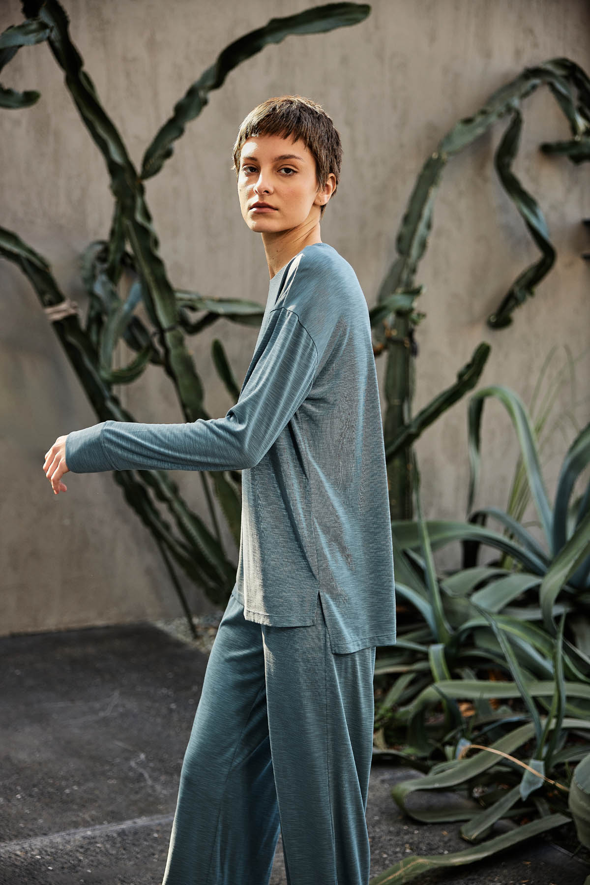 Kadın Flamlı Modal Uzun Kollu T-shirt