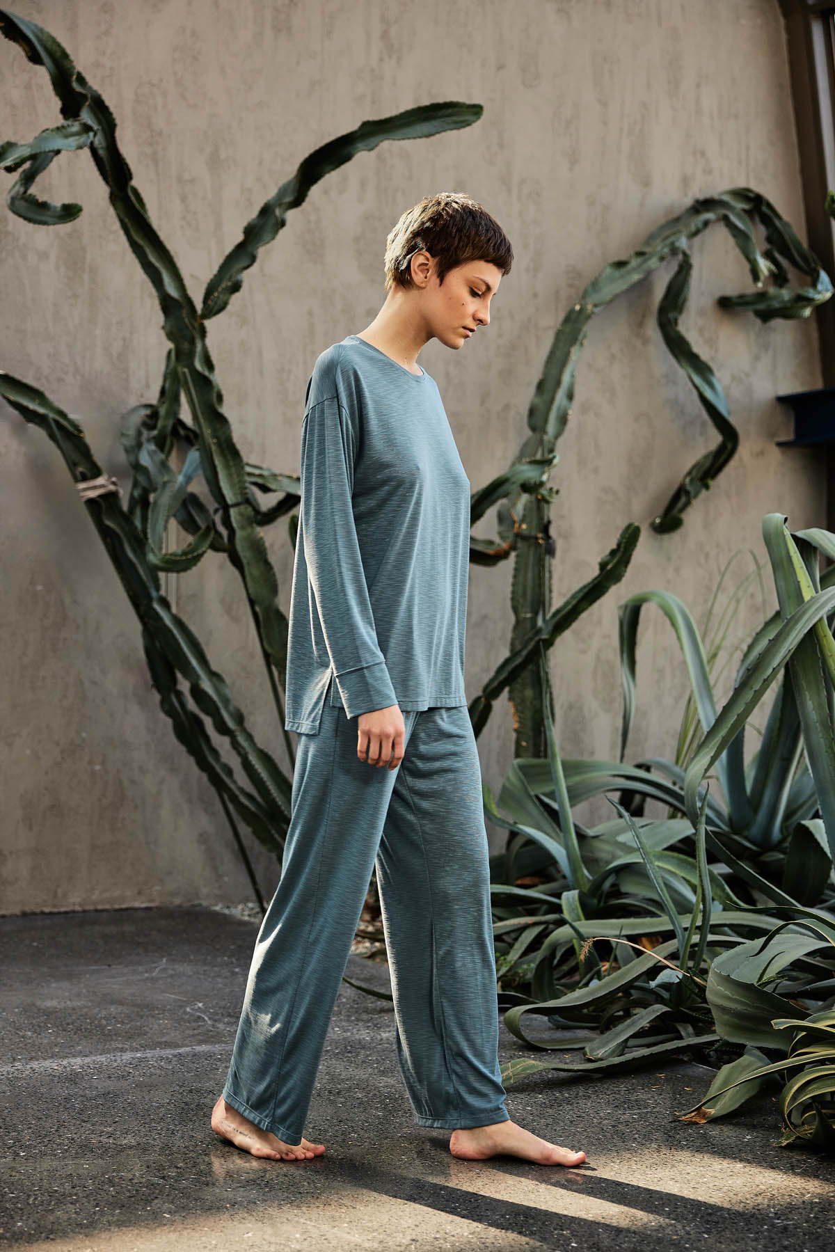 Kadın Flamlı Modal Uzun Kollu T-shirt