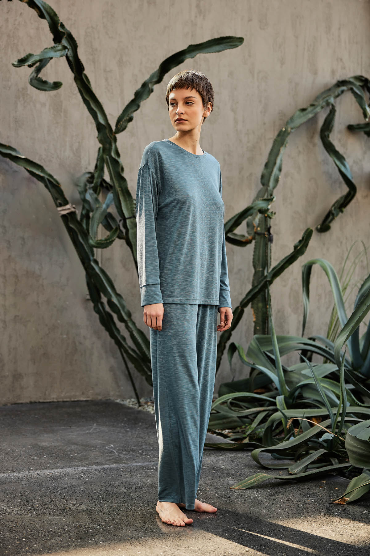 Kadın Flamlı Modal Uzun Kollu T-shirt