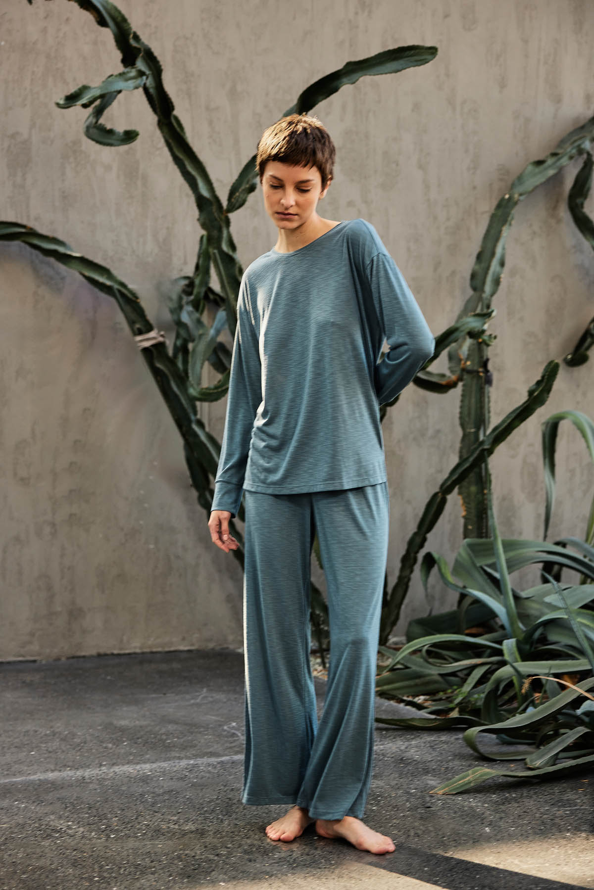 Kadın Flamlı Modal Uzun Kollu T-shirt