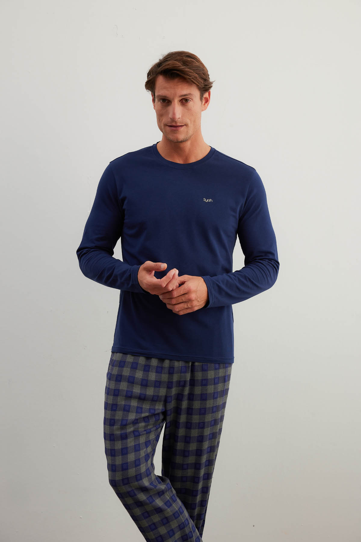Erkek Pamuklu Uzun Kollu Pijama Takımı