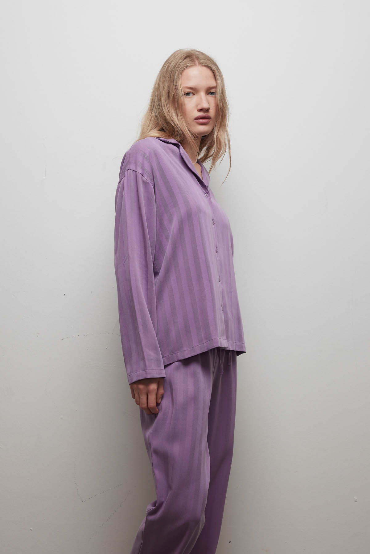 Kadın Jakarlı Dokuma Uzun Kollu Gömlek