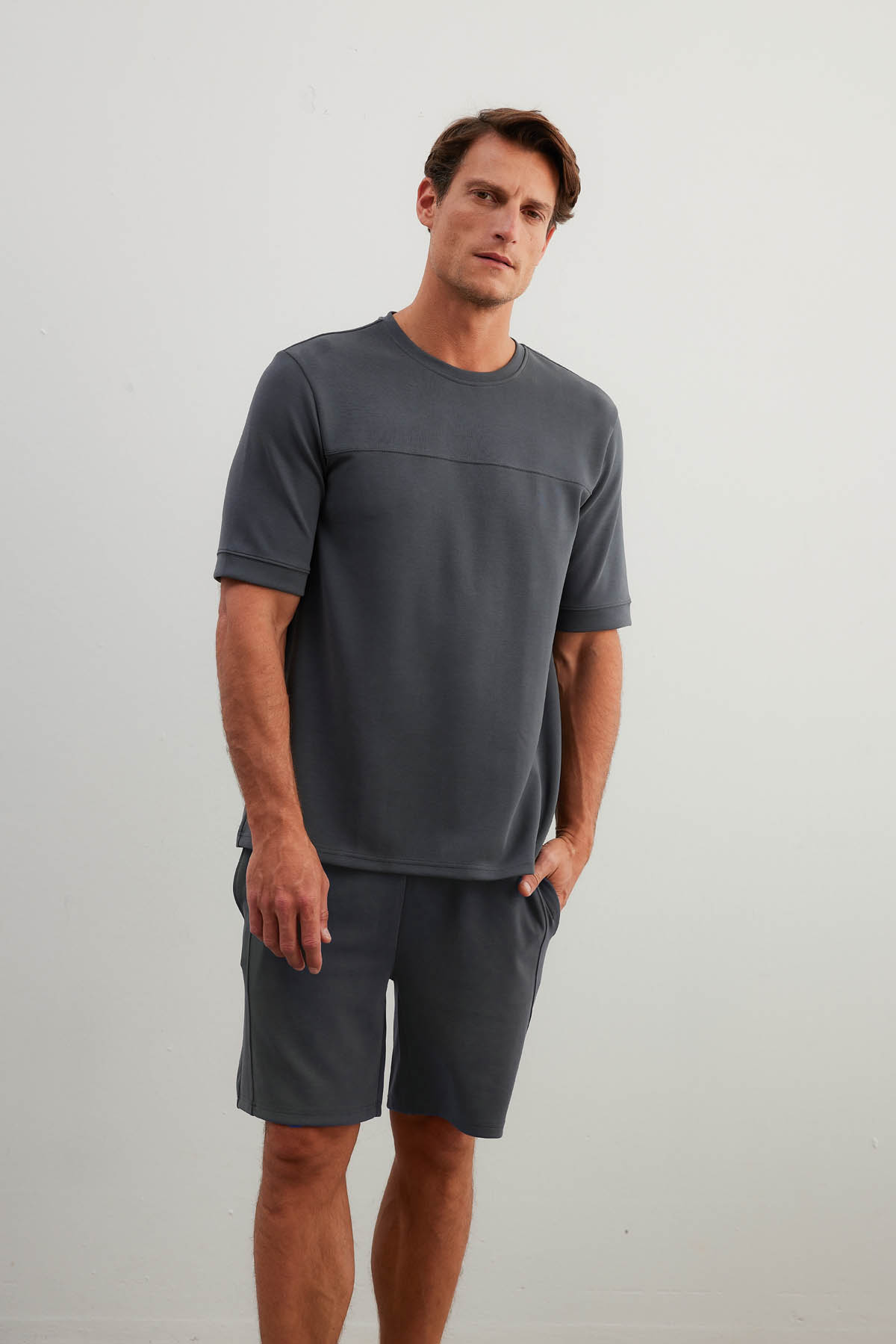 Erkek Soft Touch Kısa Kollu T-shirt Şortlu Takım