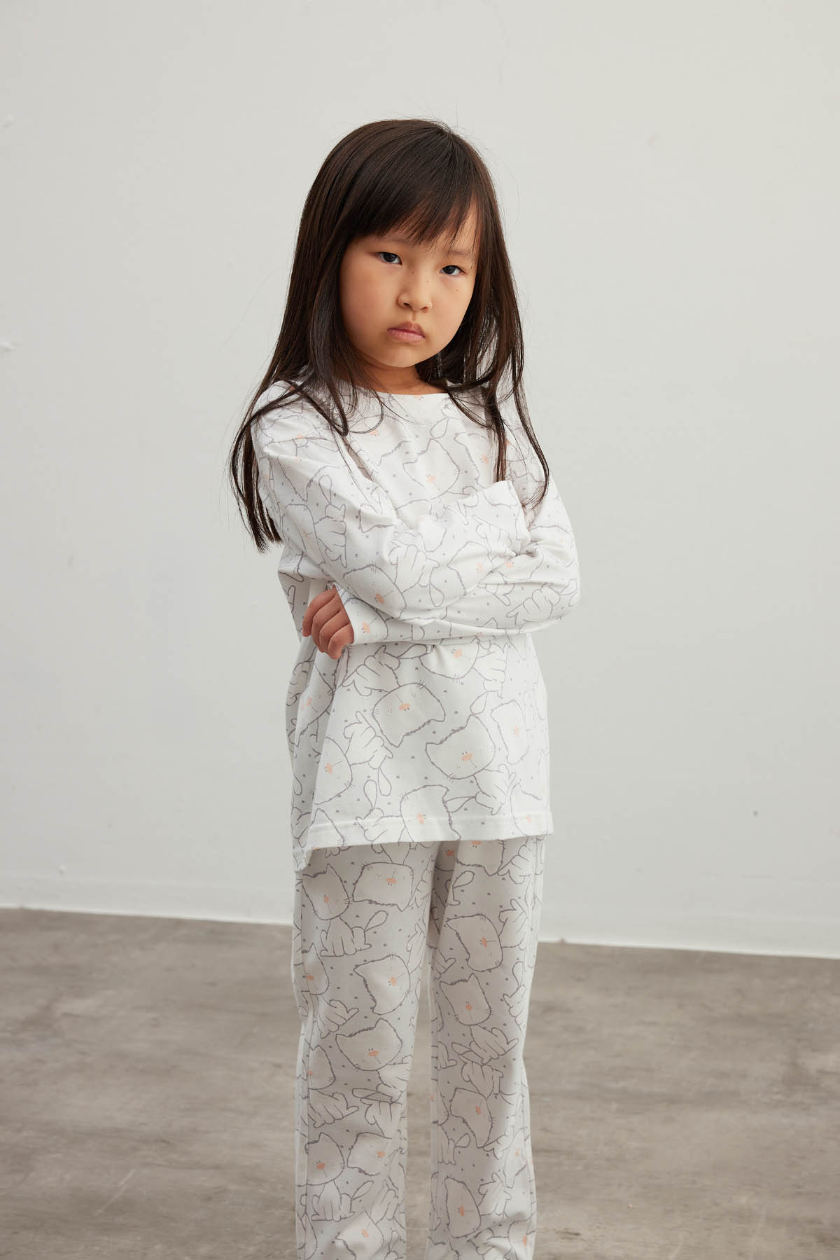 Kız Çocuk Pamuklu Uzun Kollu Pijama Takımı