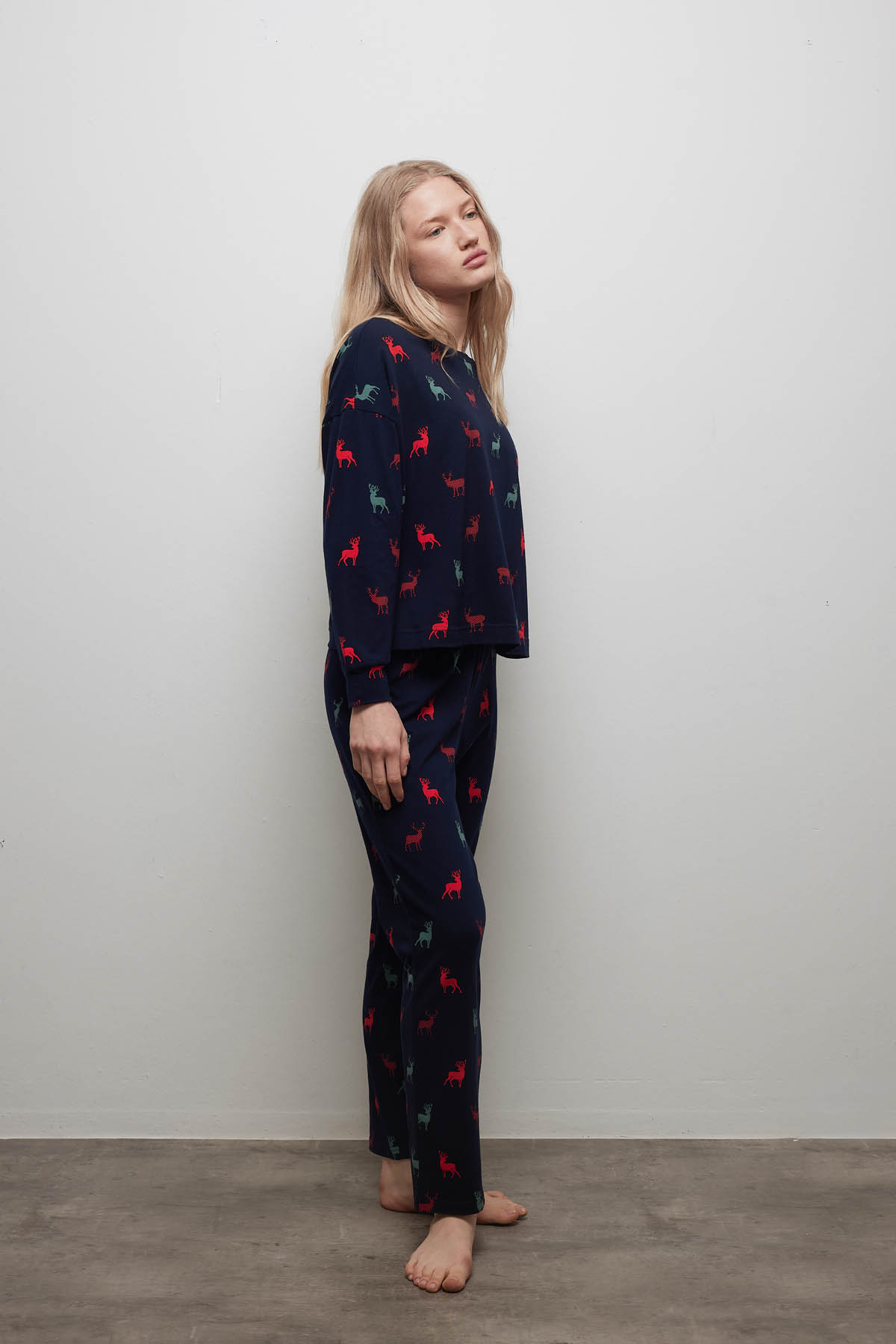 Kadın Pamuklu Uzun Kollu Pijama Takımı