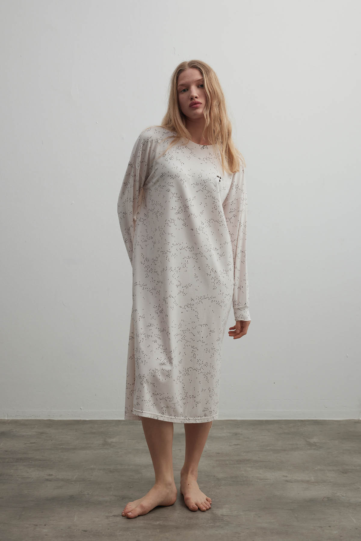 Kadın Pamuklu Uzun Kollu Gecelik