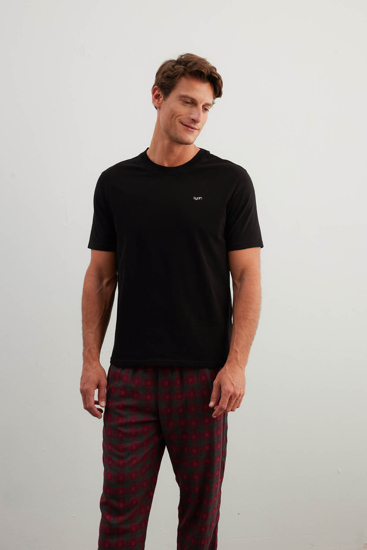 Erkek Pamuklu Kısa Kollu Pijama Üstü