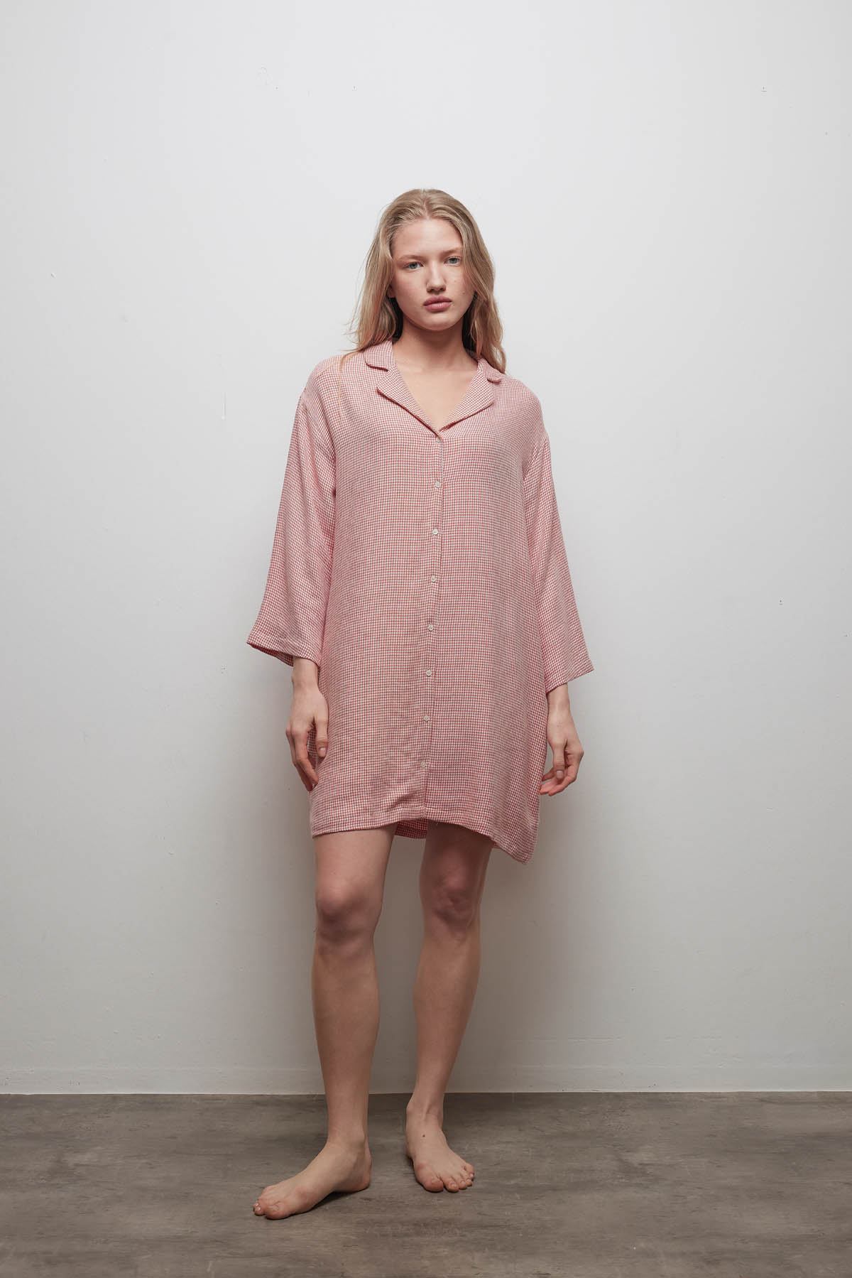 Kadın Viskon Dokuma Uzun Kollu Gömlek Elbise