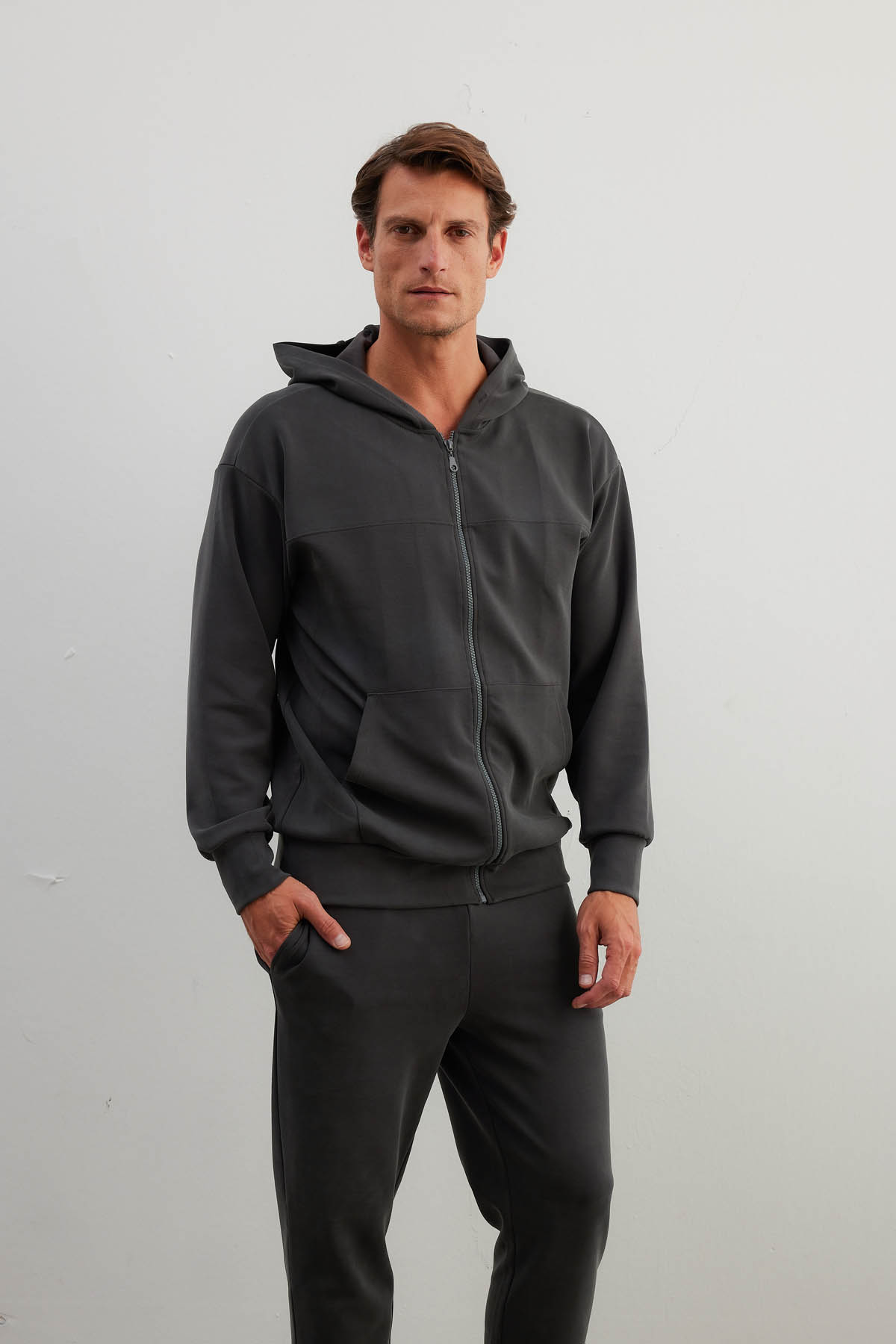 Erkek Soft Touch Uzun Kollu Fermuarlı Sweatshirt