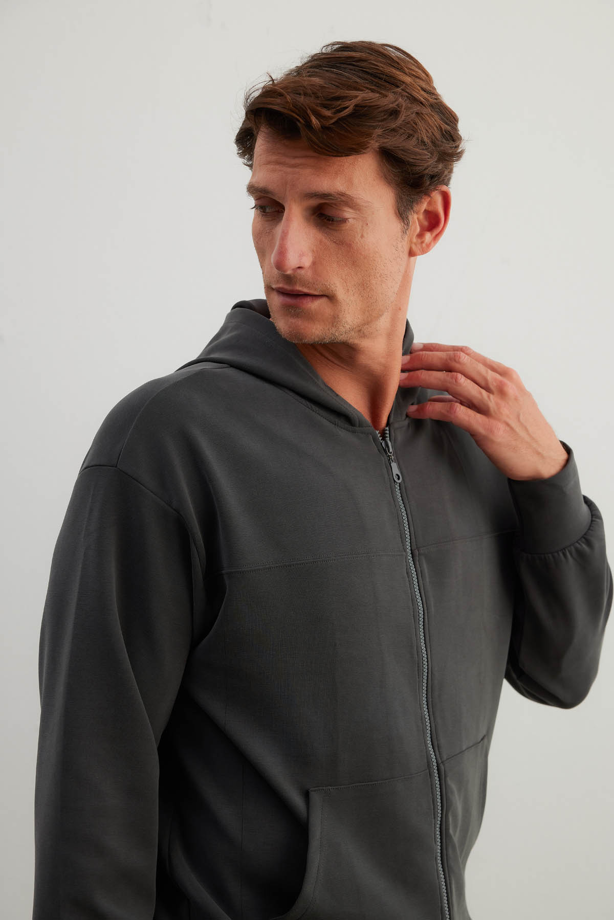 Erkek Soft Touch Uzun Kollu Fermuarlı Sweatshirt